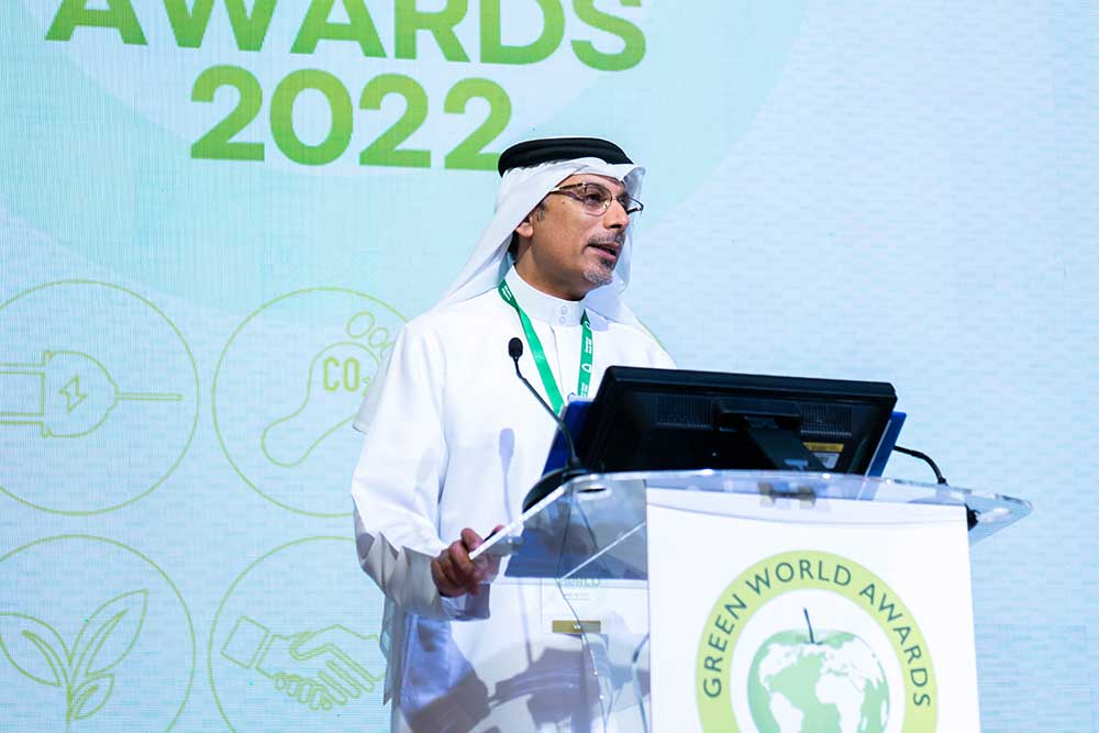 Professor talking at the Green World Awards 2022
